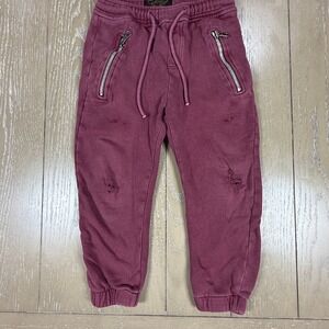 FINGER IN THE NOSE Jogger Pant‎ 6/7 Kids Burgundy Distressed
